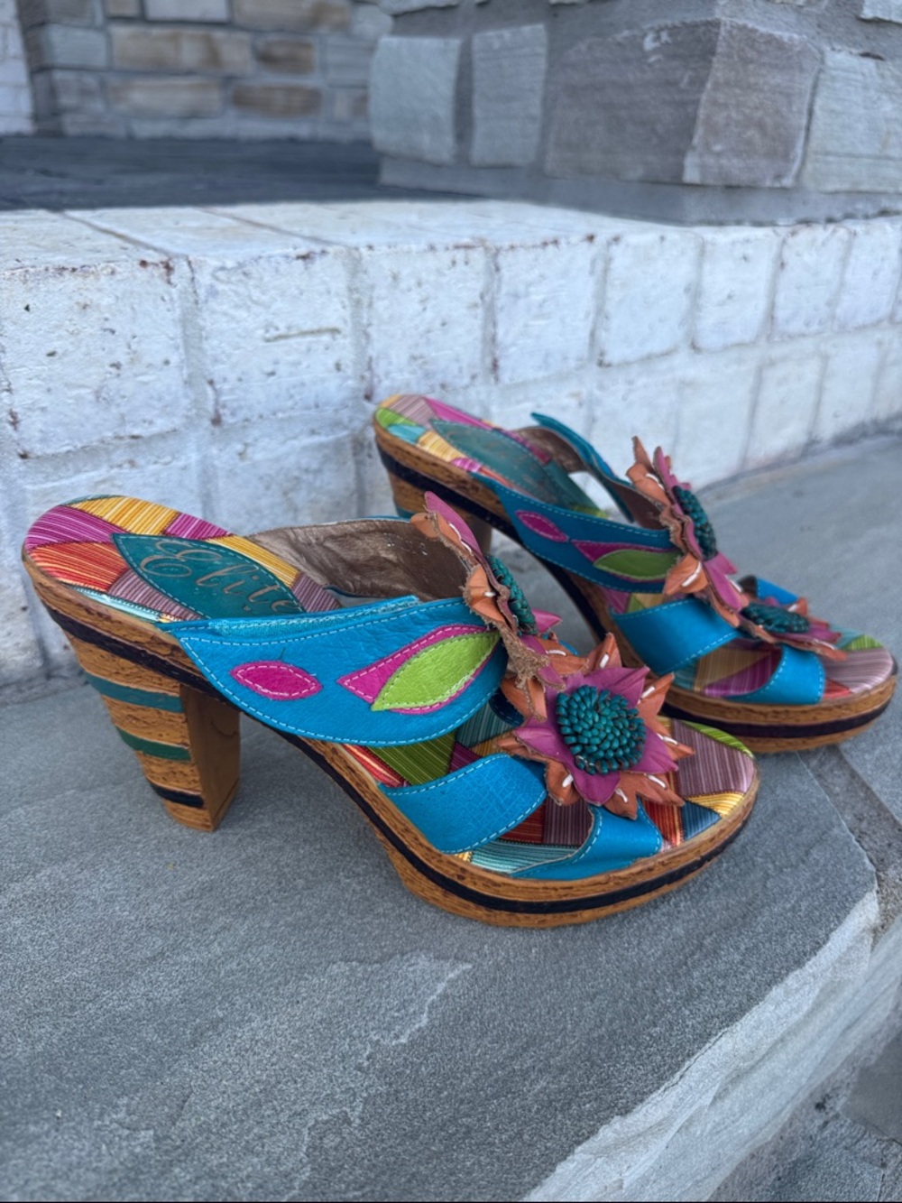 Elite by Corkys colorful heels with leather accents
